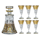 Bohemia Crystal Bottle & Goblet Set, 7 Pieces -Gold