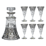 Bohemia Crystal Bottle & Goblet Set , 7 Pieces -Silver