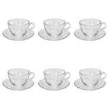 Pasabahce Tea Cup with Saucer Set, 12 Pieces