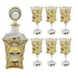 Bohemia Crystal Bottle & Goblet Set, 7 Pieces -Gold