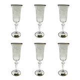 Bohemia Crystal Flute Set, 6 Pieces -Silver -150 ml