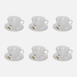 Bohemia Crystal Tea Cup with Saucer Set, 12 Pieces