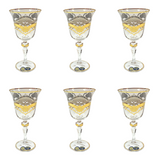 Bohemia Crystal Goblet Set, 6 Pieces -Silver & Gold -220 ml
