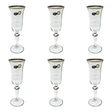 Bohemia Crystal Flute Set, 6 Pieces -Silver -150 ml