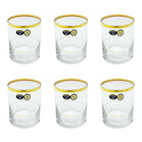 Bohemia Crystal Tumbler Set, 6 Pieces -Gold -280 ml