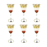 Bohemia Crystal Goblet Set, 6 Pieces -Red & Gold