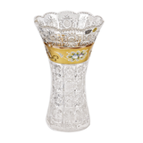Bohemia Crystal Vase -Hand Cut -Gold -25.5 cm
