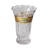 Bohemia Crystal Vase with Base -Hand Cut -Gold -25.5 cm