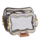 Arsha Oblong Tray with Handles, 2 Pieces -Silver & Gold -Stainless Steel