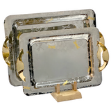 Rectangular Tray with Handles, 2 Pieces -Italian Design -Silver & Gold -Stainless Steel 18/10