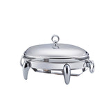 ﻿Oval Food Warmer with 2 Candles -2.0 Lit. -Stainless Steel 18/10 & Tempered Glass
