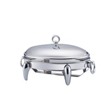 ﻿Oval Food Warmer with 2 Candles -3.0 Lit. -Stainless Steel 18/10 & Tempered Glass