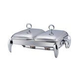 ﻿2 Rectangular Food Warmers with Two Candles -2x1.5 Lit. -Stainless Steel 18/10 & Tempered Glass