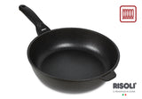 ﻿Risoli Black Plus Deep Fry Pan with Handle -24cm