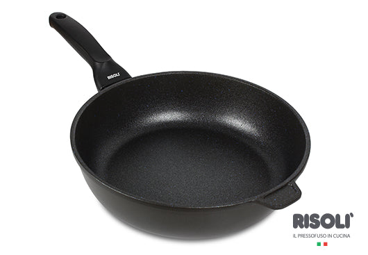 ﻿Risoli Black Plus Deep Fry Pan with Handle -28cm