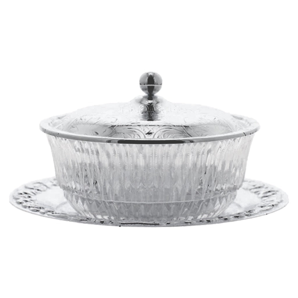 Queen Anne Sugar Bowl with Cover & Tray -Silver Plated