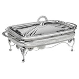 Queen Anne Rectangular Food Warmer with Handles & Candle Holder -38x20x18.5cm