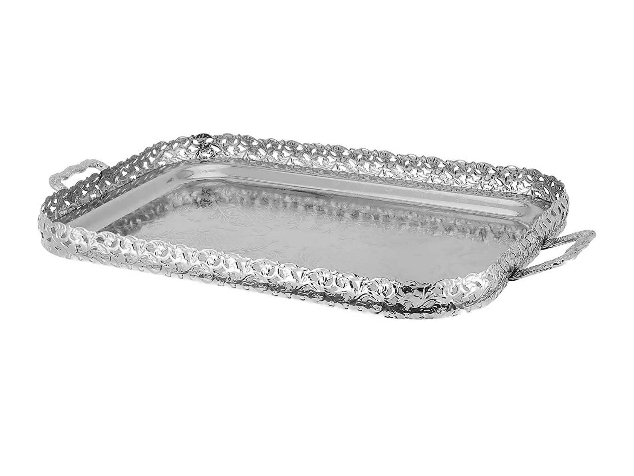 Queen Anne Rectangular Tray with Handles -51.5x29cm -Silver Plated