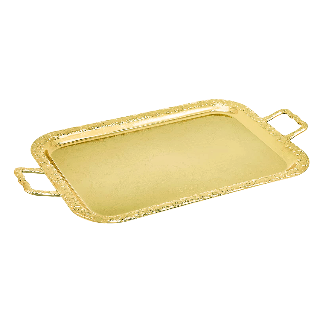 Queen Anne Oblong Tray with Handles -44x25cm -Gold Plated